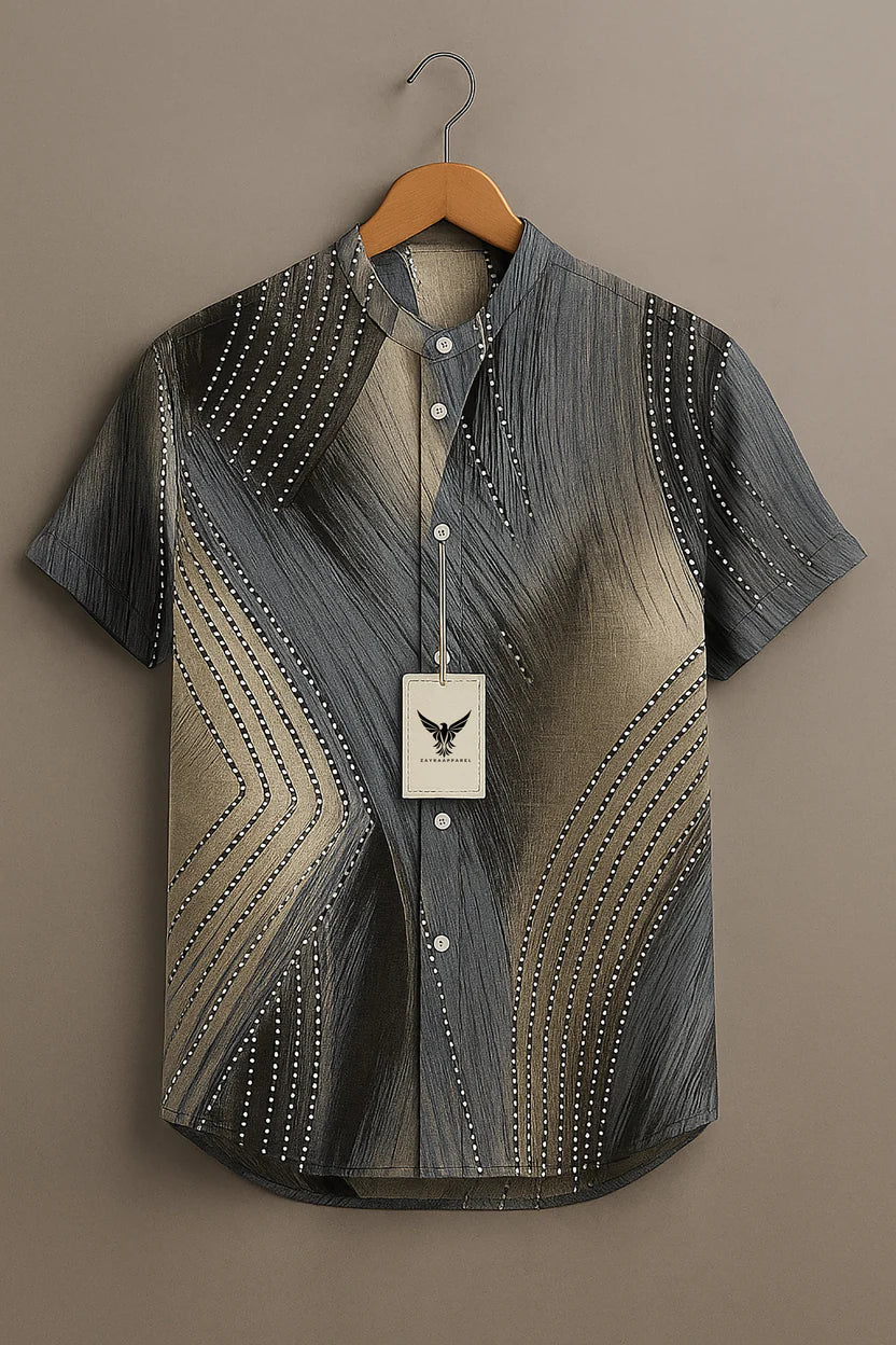Gradient Stripes Art Print Casual 100% Cotton Shirt
