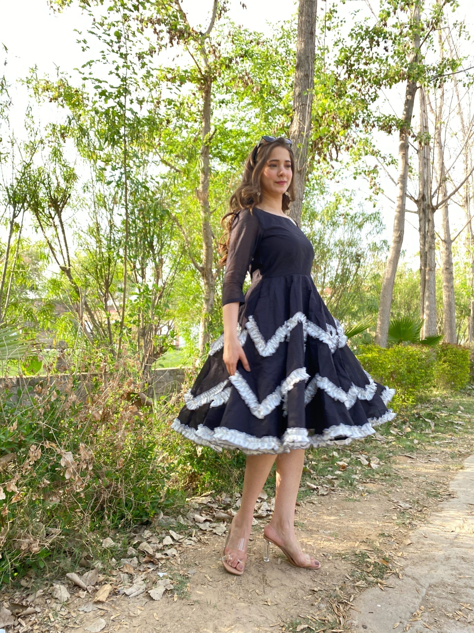 black chanderi dress