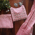 Onion Pink Breathable Relaxing Fit Cotton Suit (3 piece)