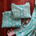 Turquoise White Sequin Suit (3 piece)