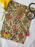 Cream-Red Jaal Hand Block Printed Cotton Kurta - XL