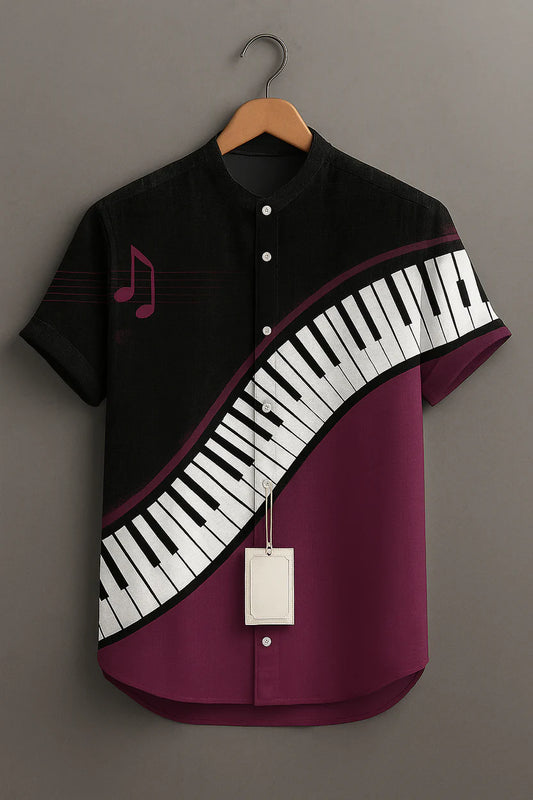 Creative Piano Keyboard Graphic Casual Shirt