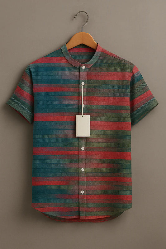Contemporary Color Stripe Short Sleeve Shirt